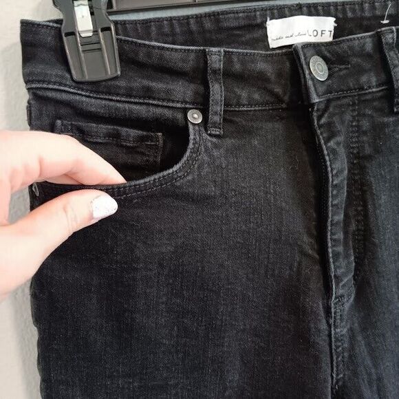 LOFT 27 / 4 Curvy Skinny Black Stretch Denim Womens Jeans - Picture 3 of 6